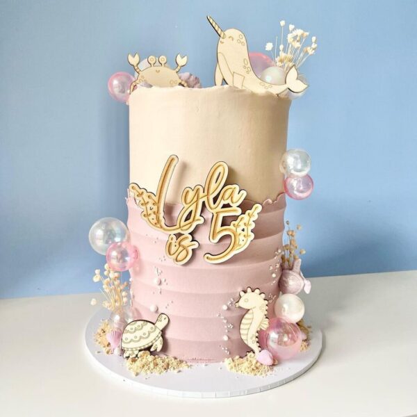Under The Sea Water Creature Theme Cake Wooden Accessories