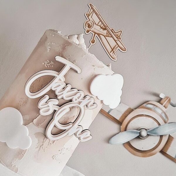 Plane Sky Flying Themed Personalised Cake Topper Set