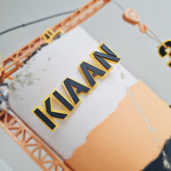 Construction Cake Charm Name Age Double Layered Acrylic