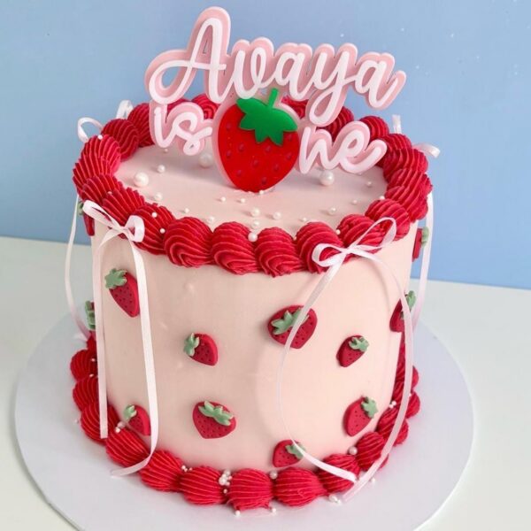 Strawberry One Cake Topper Charm Birthday