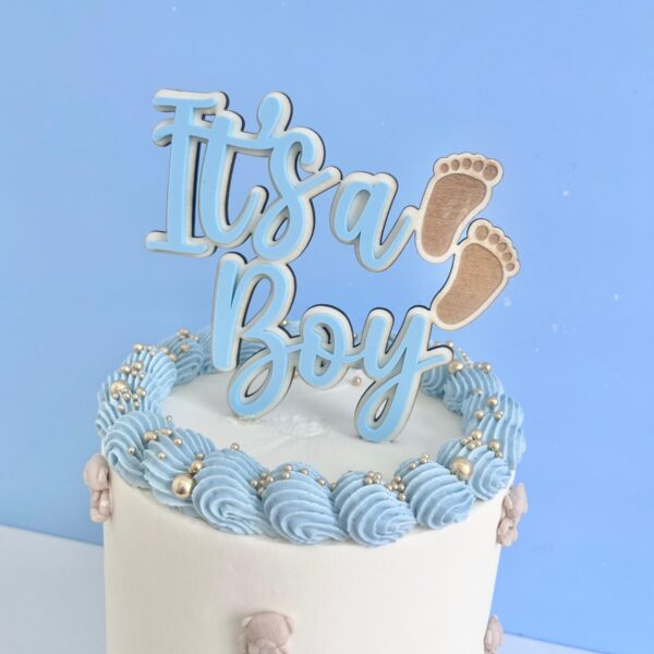 It's a Boy/Girl Double Layered Cake Topper Charm Birthday