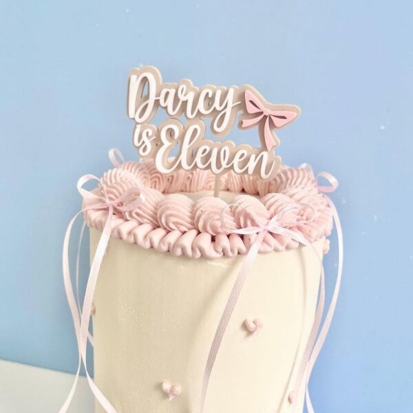 Cute Bow Number Double Layered Cake Topper Charm Birthday
