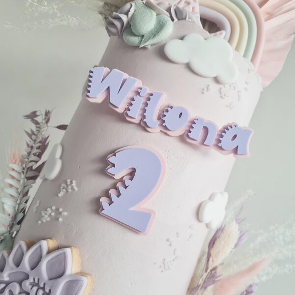 Dinosaur Number Birthday Double Layered Cake Topper Charm Birthday